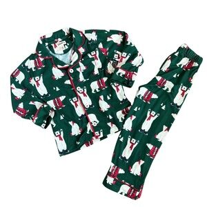 Hatley Kids Pajama Set Green Polar Bear Print Size 4T